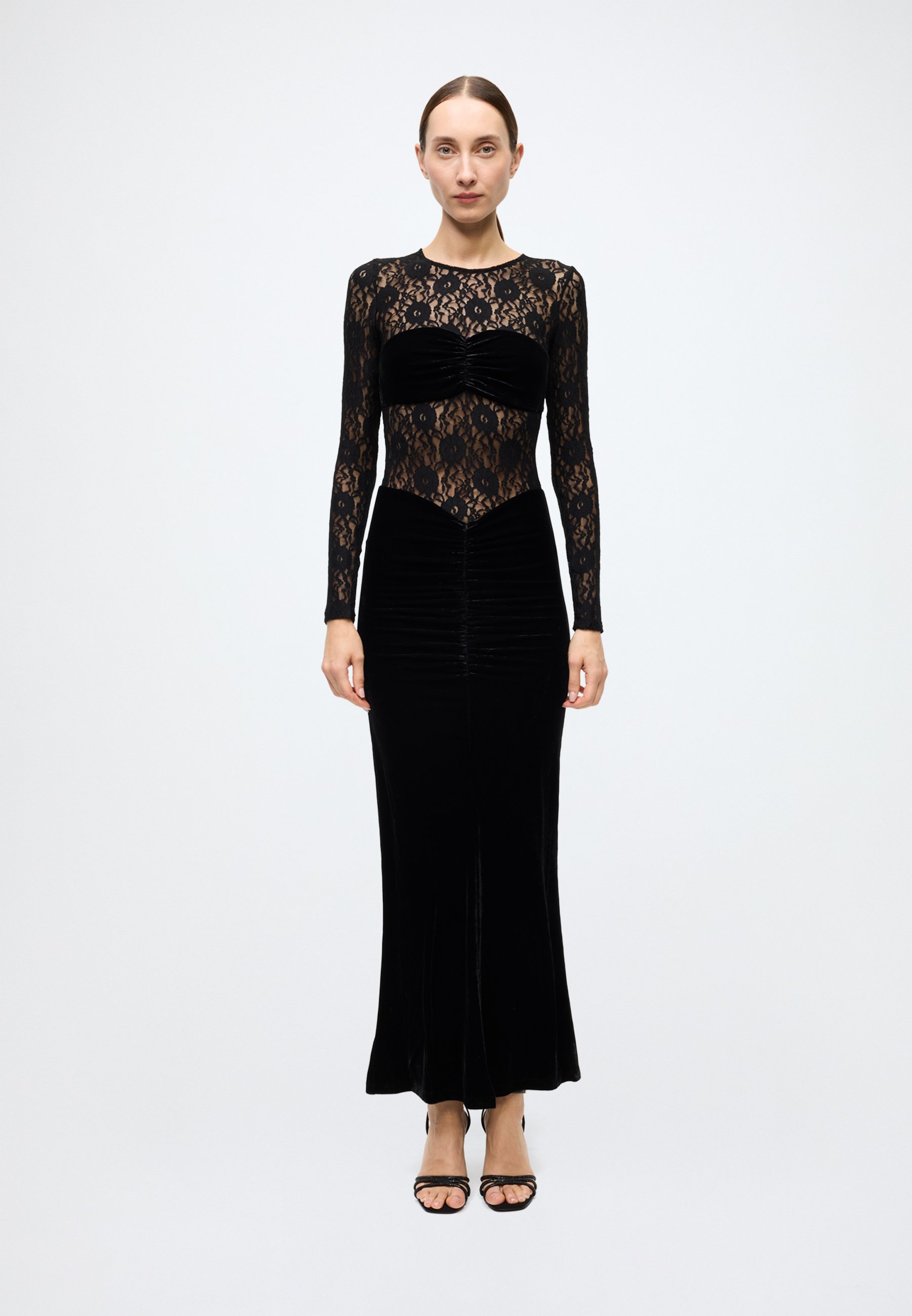 sachin and babi light blue dress Friends Like These High Neck Lace Mix Mini Dress - Black