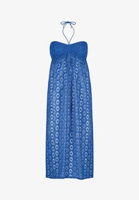 Niewybrane, sukienka spódnica plażowa niebieska ażurowa tkanina