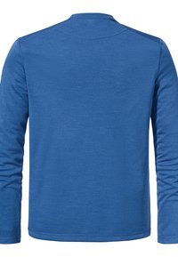 Langarmshirt in einheitlichem Blau, aus weichem Stoff gefertigt. Verfügt über einen einfachen, runden Ausschnitt und ist mit einem geraden Schnitt tailliert.