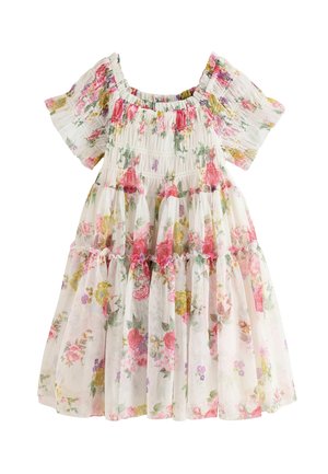 REGULAR FIT - FLORAL PRINT RUFFLE  - Nappali ruha - ecru white