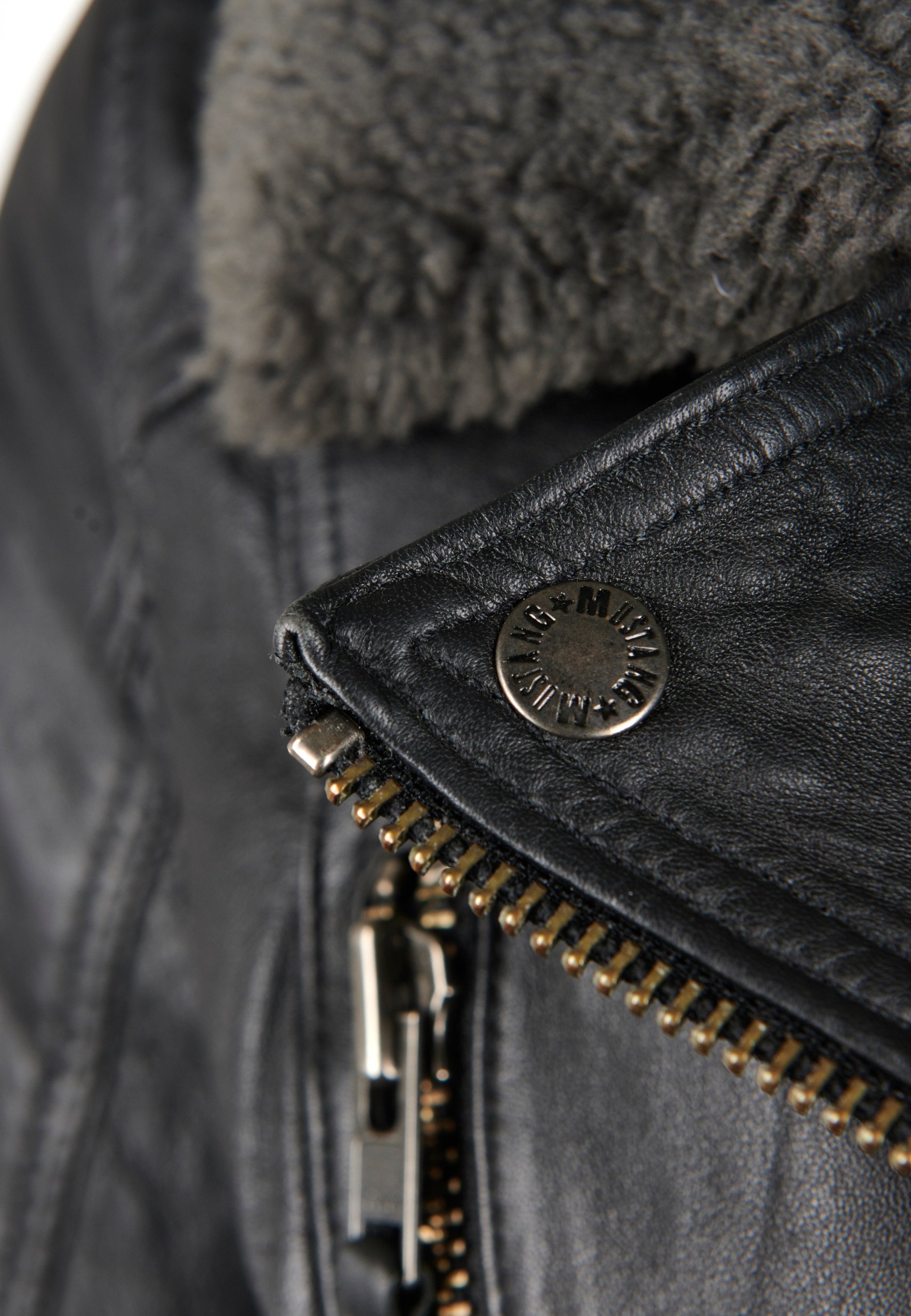 Mustang Leather jacket - black - Zalando