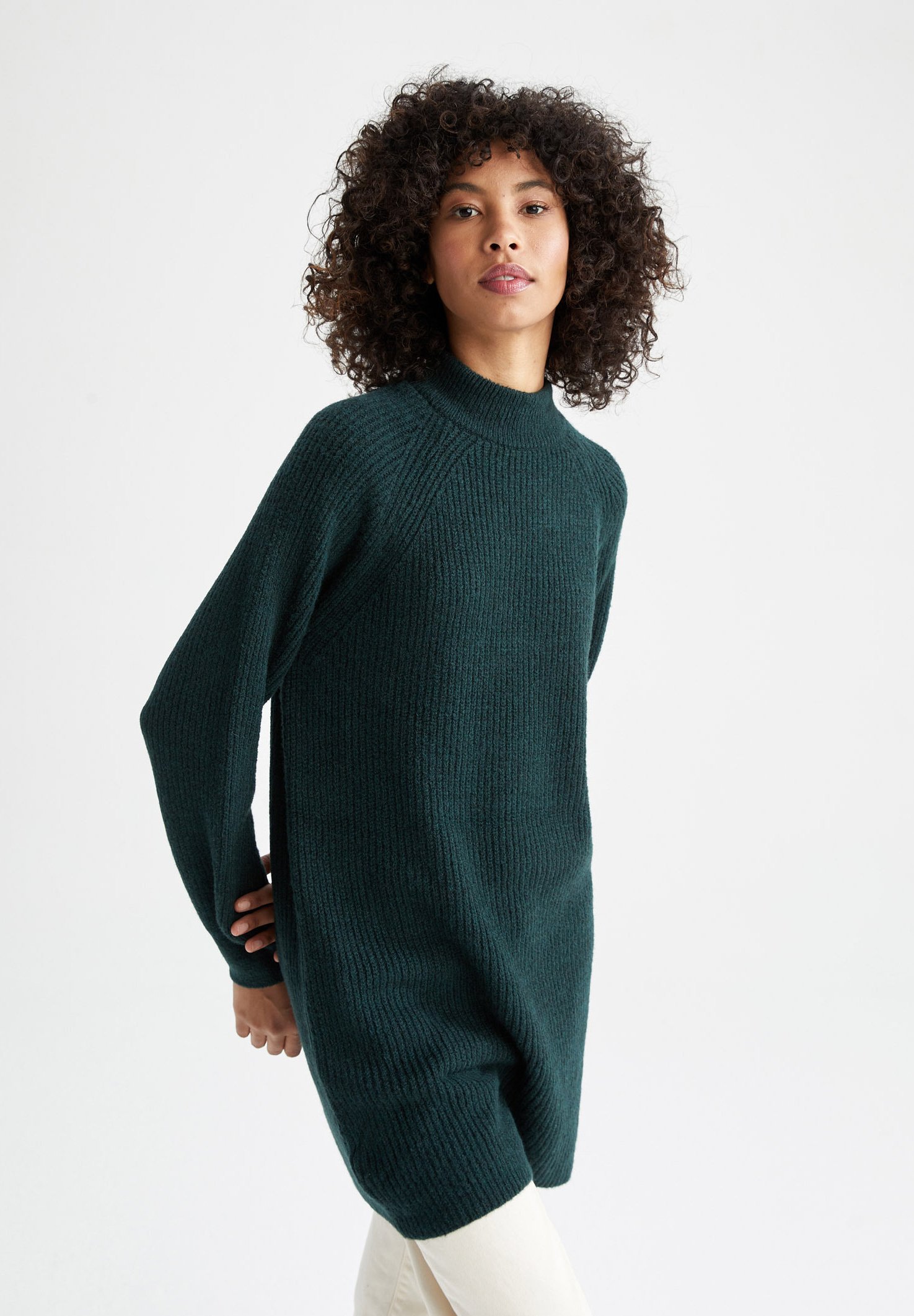 Maglione Donna DeFacto A Maglia Con Scollo A V – Tunica Lunga Autunno Inverno – Camicetta Morbida E Casual