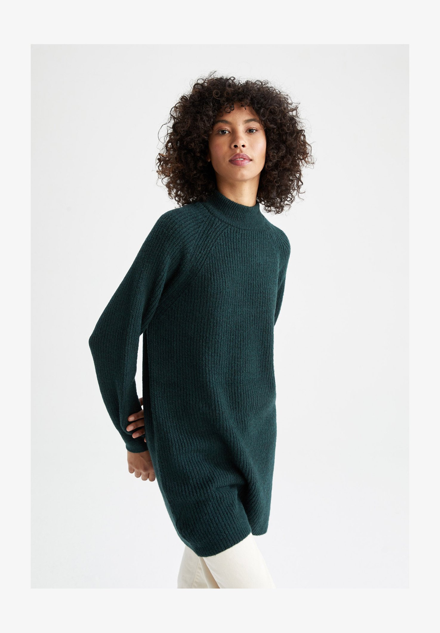 Maglione Donna DeFacto A Maglia Con Scollo A V – Tunica Lunga Autunno Inverno – Camicetta Morbida E Casual