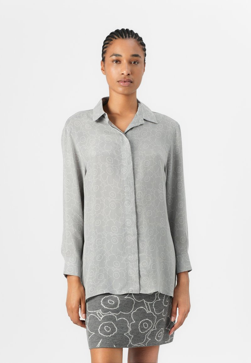 Marimekko RUNSAS PIIRTO UNIKKO - Button-down blouse - grey/light grey