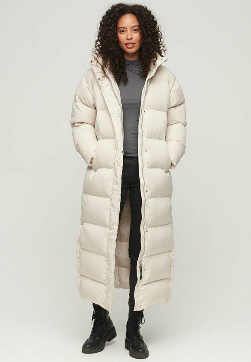 Superdry & Co MAXI HOODED PUFFER - Abrigo de invierno - rainy day grey