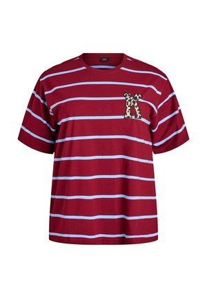 MIT STREIFEN UND LEOPARDEN-DETAIL - T-shirt imprimé - merlot w. open a.