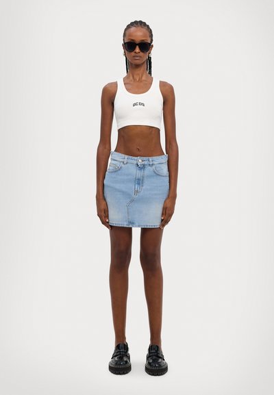 GCDS CHOKER SKIRT - Denim skirt - light blue
