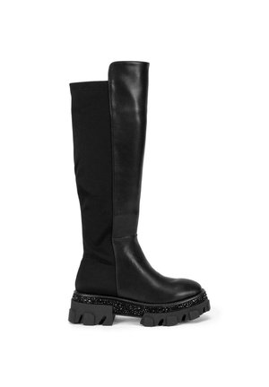 Alma En Pena Stivali Donna In Pelle Con Tacco A Blocco E Canna Borchiata - Colore Vison, Tacco 9,5 Cm