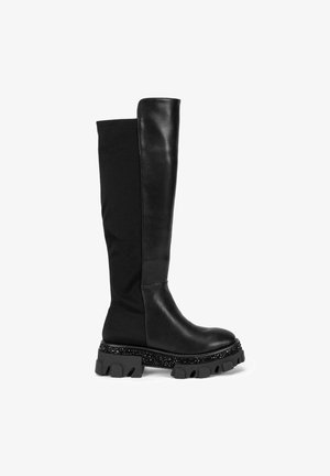 Alma En Pena Stivali Donna In Pelle Con Tacco A Blocco E Canna Borchiata - Colore Vison, Tacco 9,5 Cm