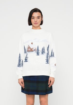 THRIFTED XMAS GRAPHIC MOCK NECK - Športni pulover - white