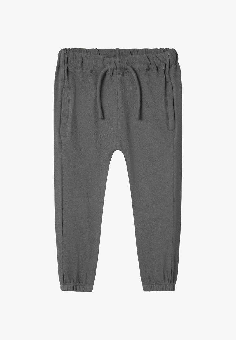 Sive bunde iz mehkega blaga, s elastiko na pasu in vrvicami, dvema stranskima žepoma ter elastičnimi manšetami na gležnjih.