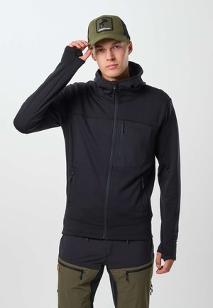 Swedemount, TRONDHEIM MIDLAYER FULL ZIP HOOD - Veste de survêtement - black