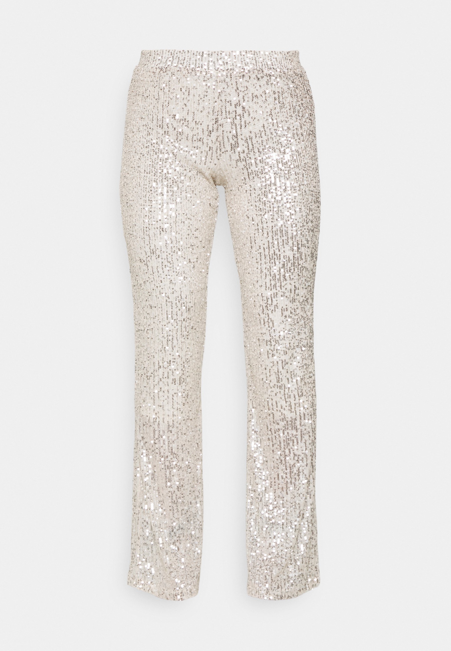 Pieces Petite PCDELPHIA FLARED PANTS - Broek - silver/crème - Zalando.nl