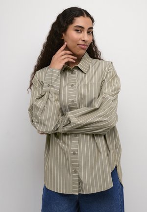 JERRIE - Gombos blúz - brown melange white stripe