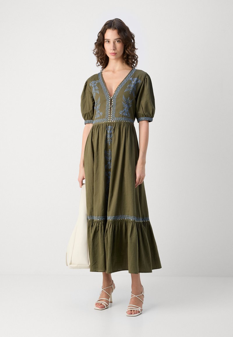 Scotch & Soda EMBROIDERED DRESS - Maxi dress - classic green/khaki - Zalando
