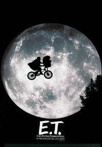 Silhouette of a bicycle with a rider against a large, illuminated moon, surrounded by a dark sky and tree outlines. Text at the bottom.