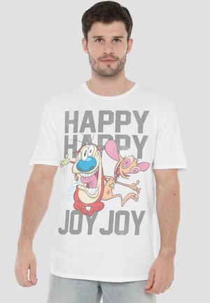 REN AND STIMPY HAPPY HAPPY  - T-Shirt print - white