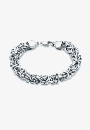 Hõbe ahelrinnake, millel on põimitud lingid, poleeritud viimistlus, turvaline pandla ja ümarad servad. Omab siledat, läikivat tekstuuri.