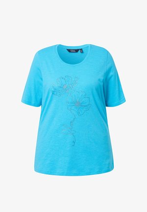 Ulla Popken, T-SHIRT, BLÜTE, CLASSIC, RUNDHALS, HALBARM - T-Shirt print - deep aqua