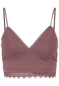 Spets-bh i mauve med justerbara axelband. Har en vågig kant, texturerad tyg och virkad detalj genom hela designen.