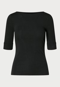 STRETCH COTTON BOATNECK TEE - Lihtne T-särk - nero