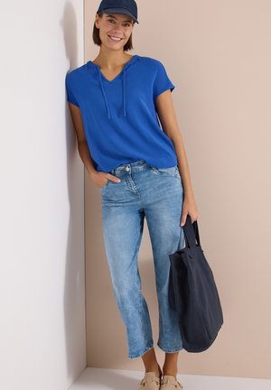 Cecil, KURZARM BLUSE MIT STRUKTURMIX - T-shirts basic - surf blue