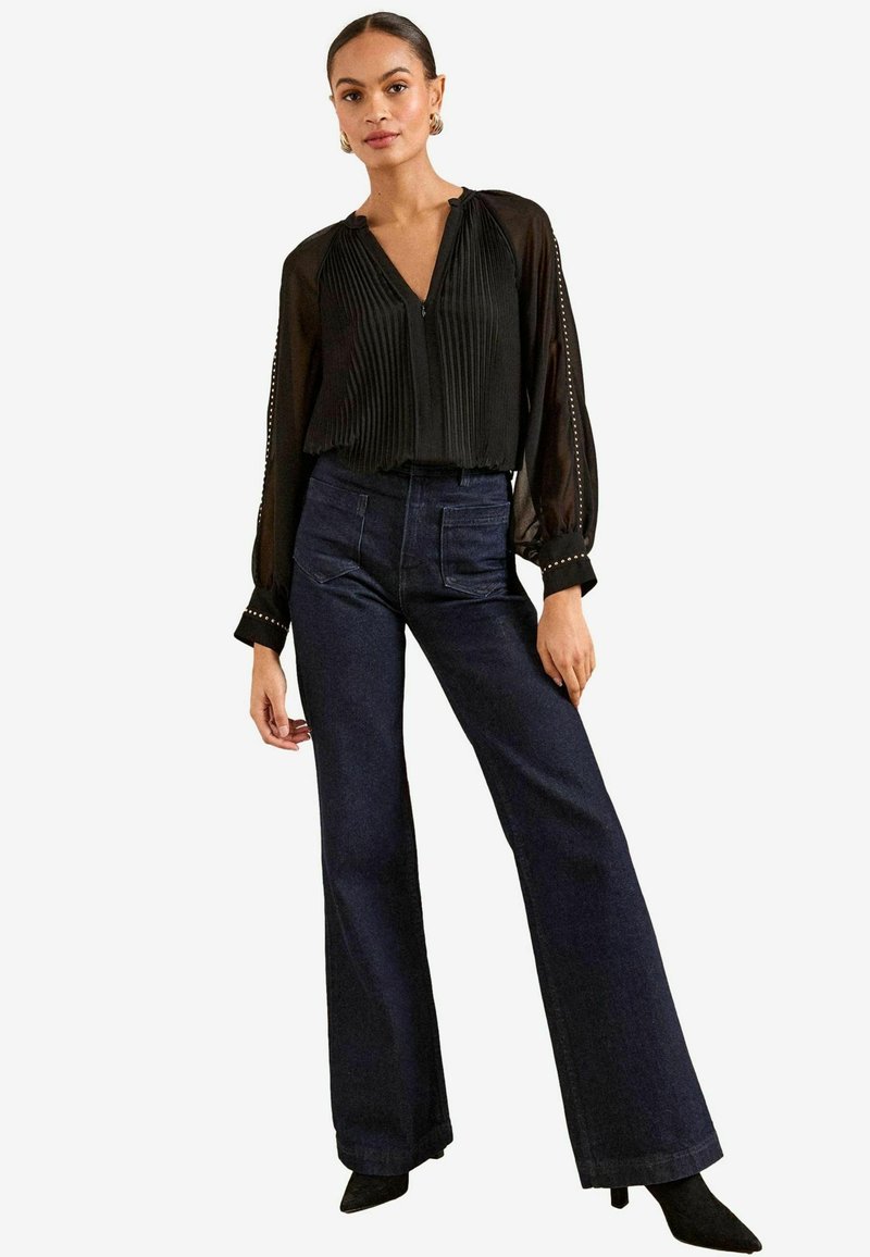 Love & Roses REGULAR FIT - ZIP DETAIL PLEATED STUD TRIM - Blúz - black