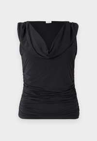 Draped Cowl Neck Top - Linne - black beauty
