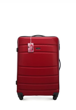 LARGE SUITCASE WITH LUGGAGE TAG FROM ABS - Wheeled suitcase - red