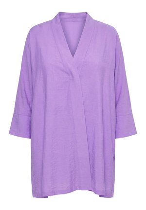 Ulla Popken, OVERSIZED V-NECK SNAP CLOSE CARDIGAN - Strickjacke - light violet