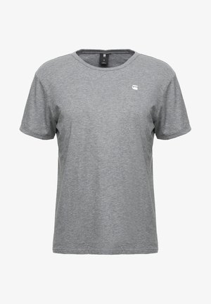 Šedé tričko s krátkým rukávem, vyrobené z měkké bavlněné směsi, s kulatým výstřihem a malým logem na levé straně hrudníku.