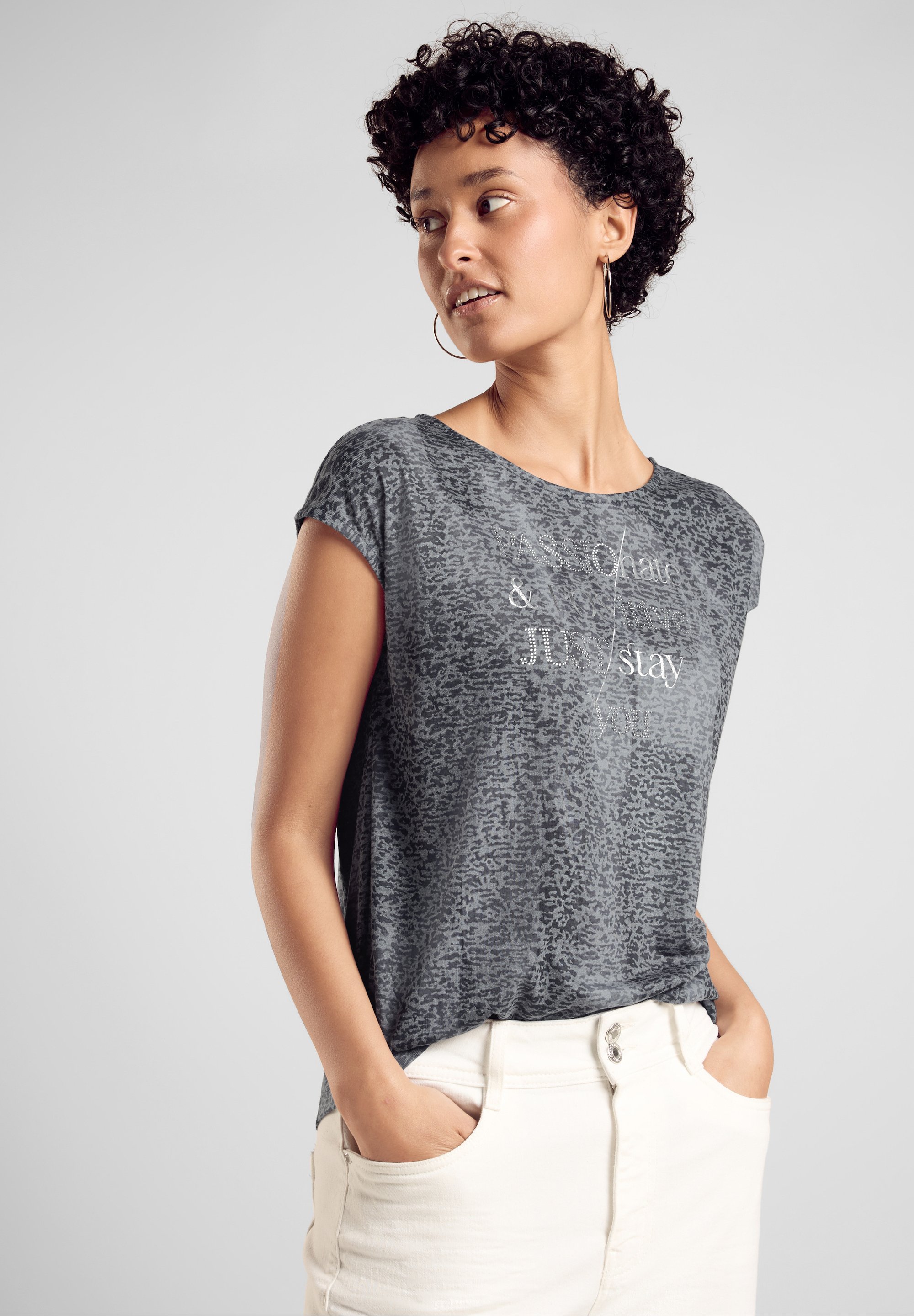 Street One Maglia con Strisce Glitter Arona Blue 34