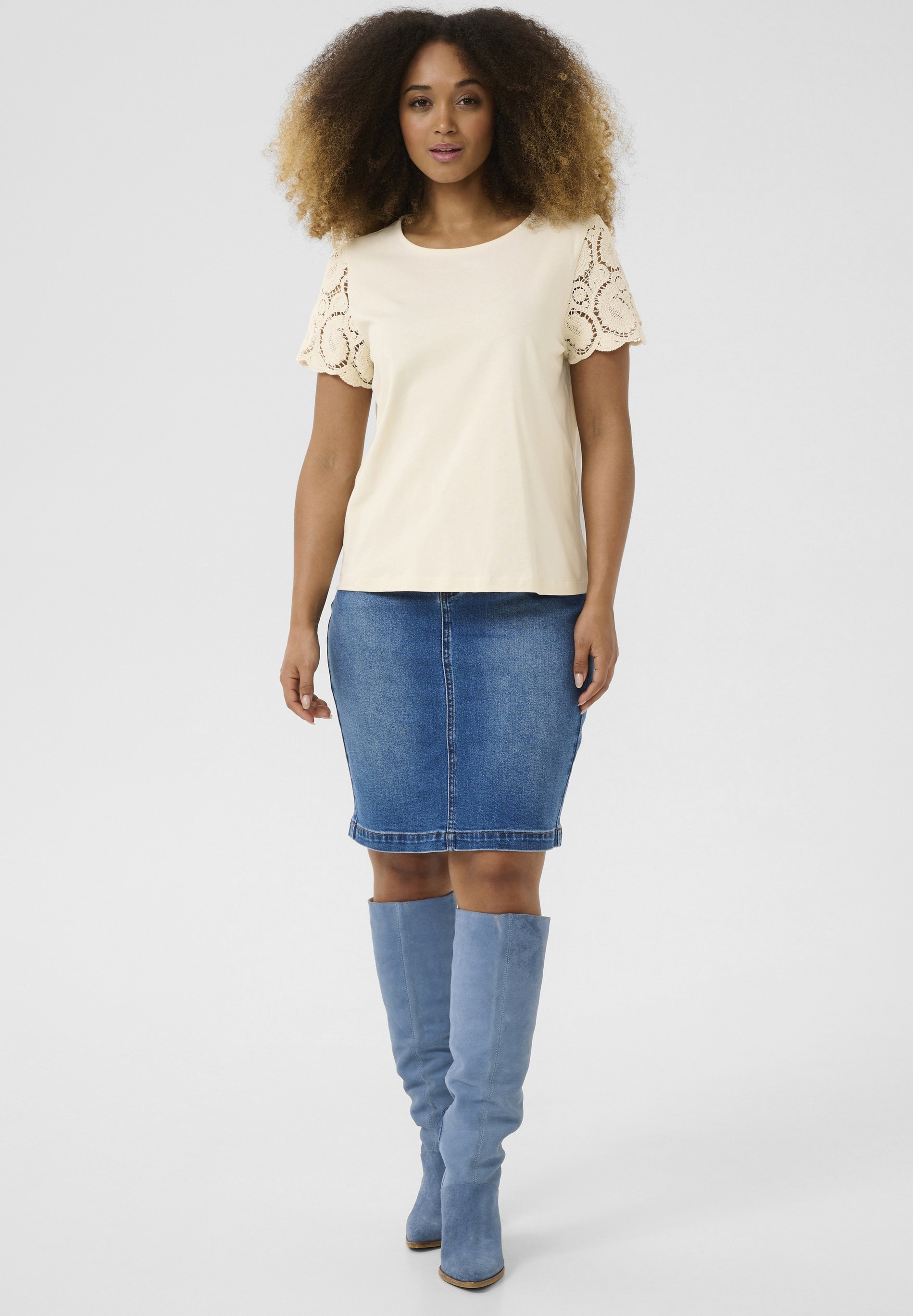 売れ筋商品|||ラルフローレン Tシャツ レディース トップス LACE TRIM JERSEY FLUTTER SLEEVE TOP - Basic T-shirt - mascarpone cream s7-AI200971088002_lifestyle