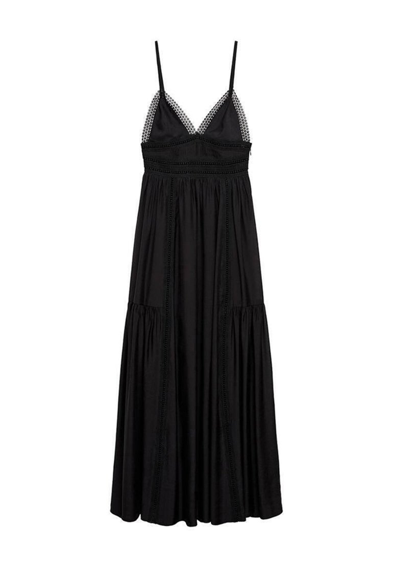 strapless open back dress Zara Black Lace Pleated Midi Dress – The Hangout