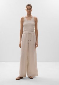 OYSHO - LINEN WIDE STRAIGHT-LEG - Pantalon classique - beige Image miniature 1