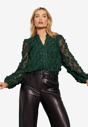 Love & Roses 3D FLORAL V NECK LONG SLEEVE - Pusero - green