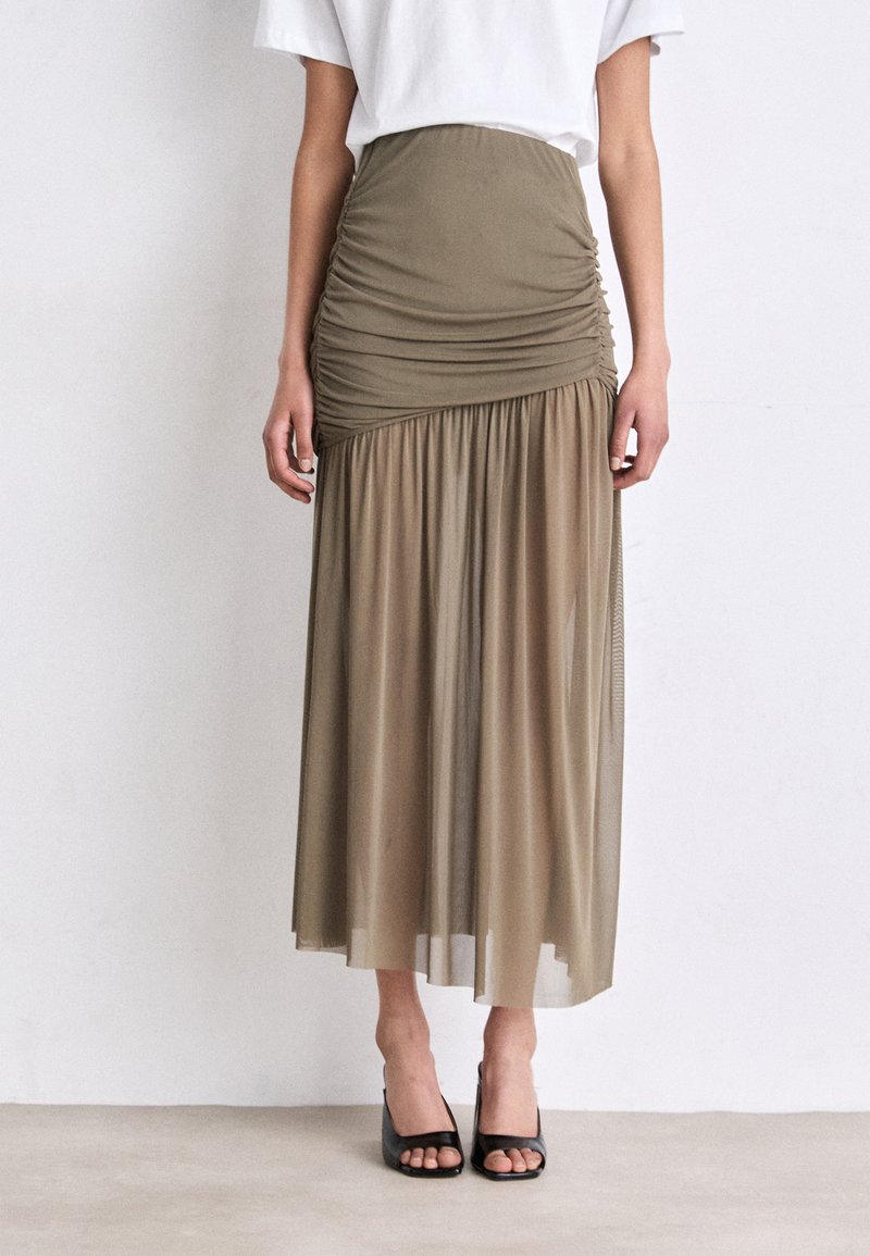 Gestuz MESSI LONG SKIRT - Maxi szoknya - stone gray