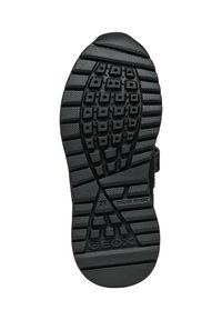Suola di scarpa in gomma nera con un motivo di grip testurizzato caratterizzato da indentazioni rettangolari e circolari, contrassegnata con "GEOX" e dettagli del brevetto italiano.