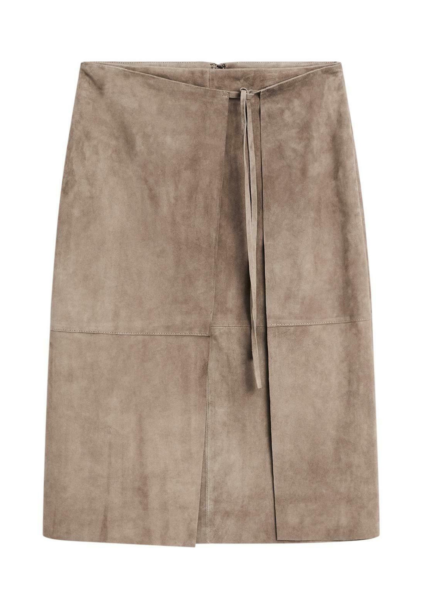 ◆Massimo Dutti◆ Suede leather midi skirt Loose-fitting suede leather shirt · Red · Skirts | Massimo Dutti