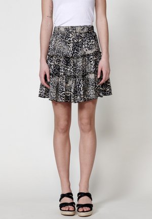 RUFFLED PRINTED  - A-Linien-Rock - black