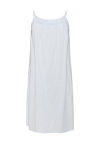Abito leggero senza maniche in lino bianco, caratterizzato da una vestibilità comoda, una texture morbida e sottili aperture laterali per comfort e facilità di movimento.