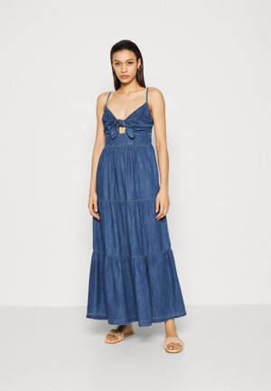 TIE CUTOUT TIERED - Maxikleid - dark wash