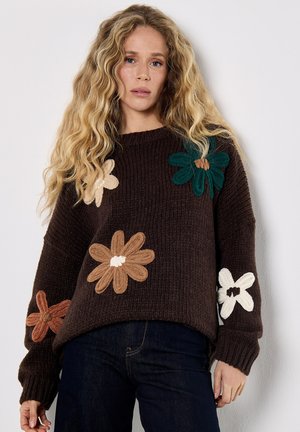 Apricot EMBROIDERED FLOWER - Jumper - brown