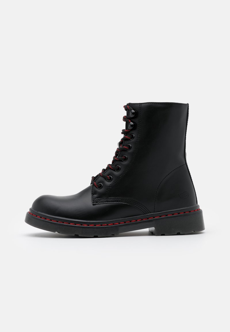 Damen Ankle Boots | Dockers by Gerli Schnürstiefelette allblack/schwarz - NS89678 Damen Ankle Boots | Dockers by Gerli Schnürstiefelette allblack/schwarz - NS89678