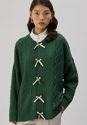 Touché Privé, KNITTED CARDIGAN WITH BOW DETAILS - Gilet - green