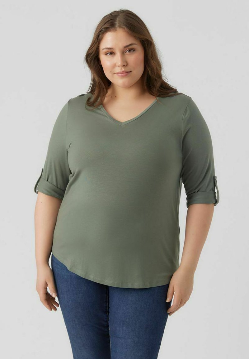 Vero Moda Curve - CURVE OBERTEIL - Tops ar garām piedurknēm - laurel wreath, Palielināt