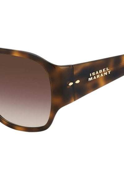 Occhiali da sole rettangolari effetto tartaruga con lenti sfumate marroni e logo "Isabel Marant" sull'asta.