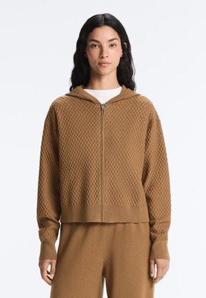 STRUCTURED HOODED - Kardigán - camel