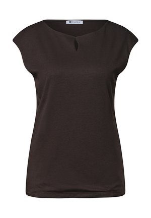 Street One, DROPPED SHOULDER SHIRT MIT CUT-OUT - T-shirt basique - black coffee