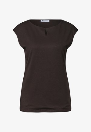 Street One, DROPPED SHOULDER SHIRT MIT CUT-OUT - T-shirts basic - black coffee